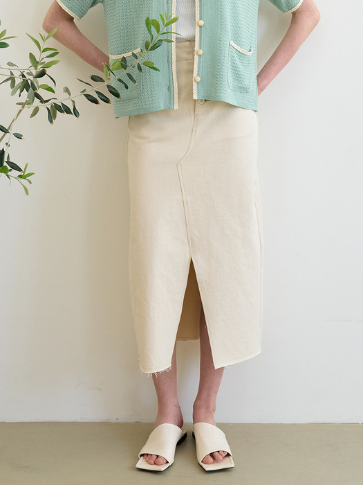monts 1273 cotton slit long skirt (cream)