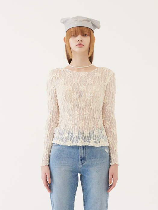 FLORAL PATTERN TOP (IVORY)