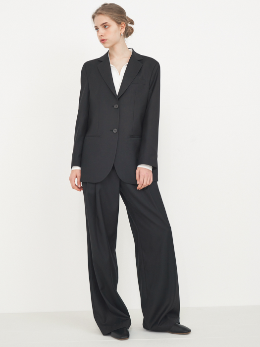 (올시즌) WOOL BLEND LONG WIDE SLACKS_BLACK