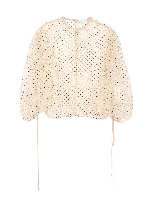 Shearing Sleeves-Tie Blouse IVORY