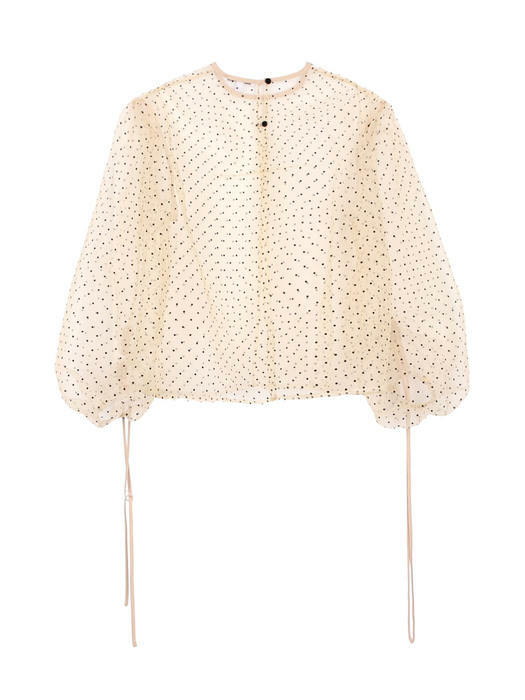 Shearing Sleeves-Tie Blouse IVORY