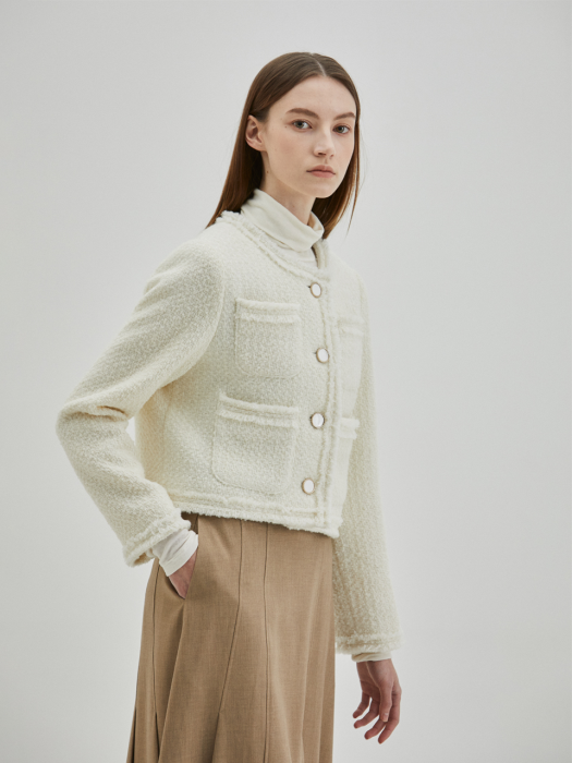 Blanc Crop Tweed Jacket_Ivory
