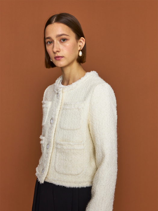 Blanc Crop Tweed Jacket_Ivory