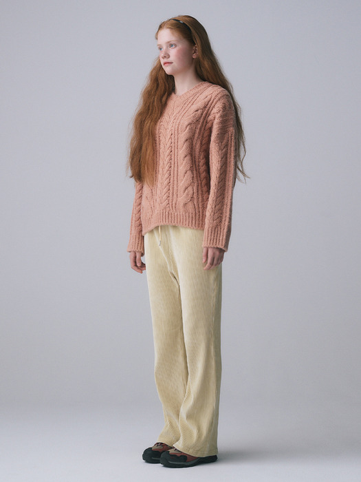 Corduroy banding pants_ Yellow