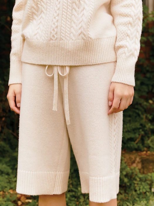 [loma] Cable Knit Shorts Cream