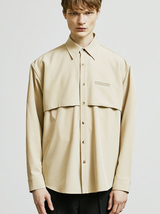 TRENCH WELT POCKET SHIRT JACKET BEIGE