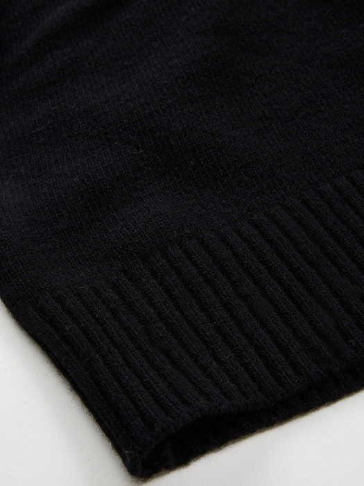 lamb`s wool round knit_black