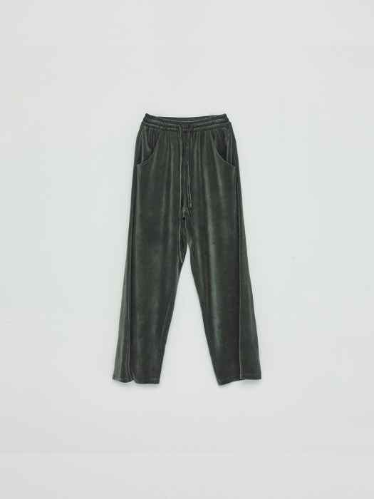 VELVET STRAIGHT PANTS IN DEEP GREEN