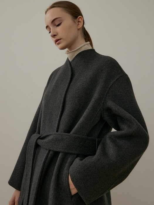 cashmere handmade robe coat (charcoal grey)