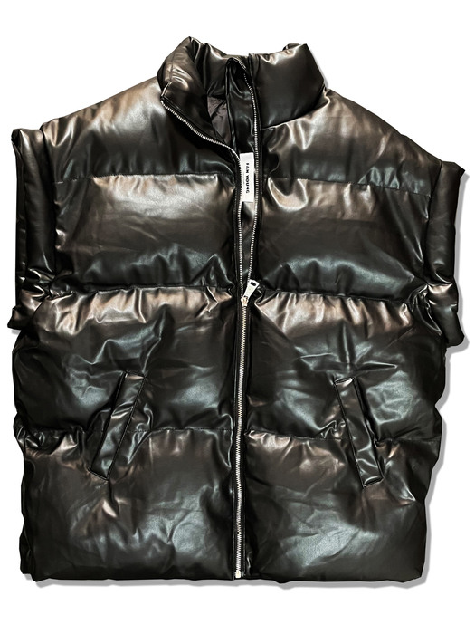 FAN YOUNG Oversized Eco-leather shinning vest