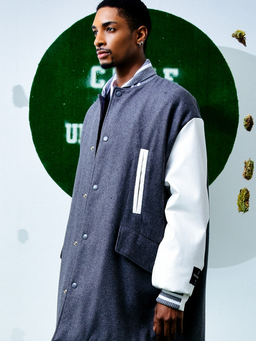UNISEX Reversible Wool-Blend Varsity Coat (Grey)