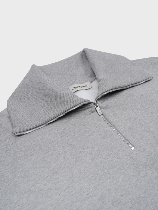 HIGH NECK ZIP-UP SWEAT SHIRT(NAPPING)_BLACK