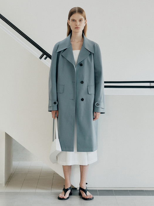 22SS CURVE SLEEVE TRENCH - GREY BLUE