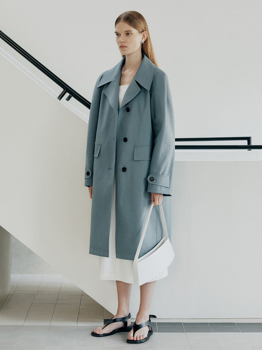 22SS CURVE SLEEVE TRENCH - GREY BLUE