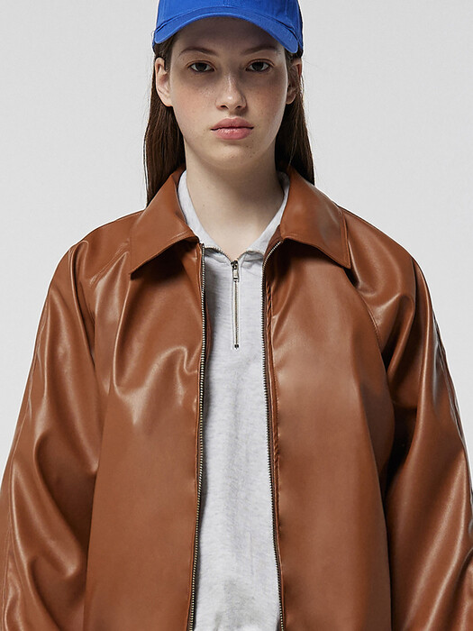 LEATHER JUMPER (BROWN)