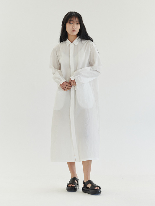 CLINKLED OVER FIT SHIRTS DRESS WHITE