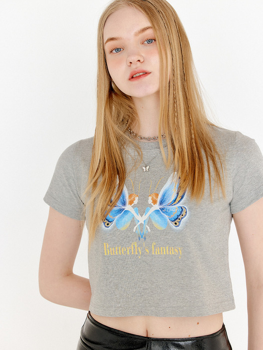 BUTTERFLY CROP T-SHIRT_GREY