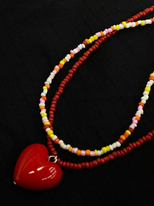 Red Heart Necklace 2set