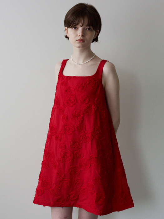 Flower Embroidery Mini Dress / Rose