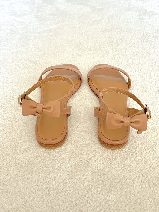 Olivia Back-Ribbon Sandals - Tan