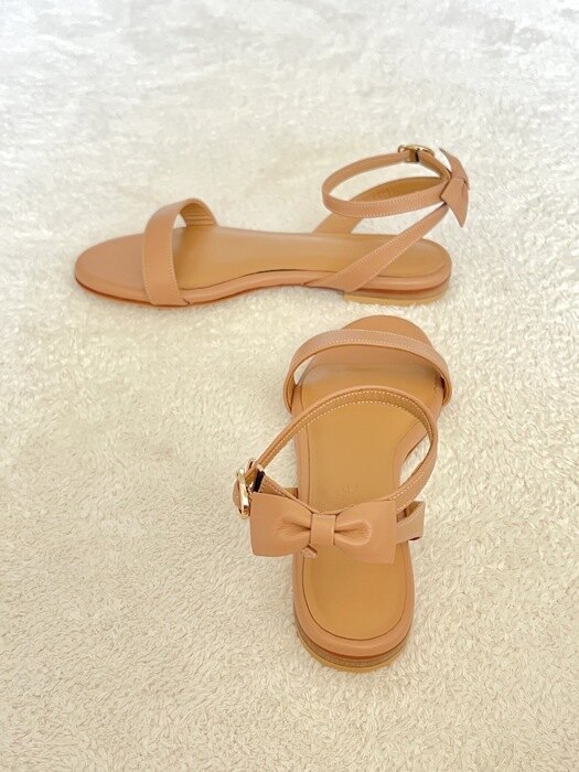 Olivia Back-Ribbon Sandals - Tan