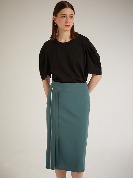 Midi Slit Skirt_Green