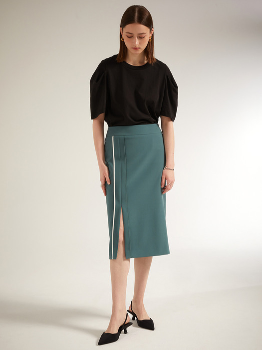 Midi Slit Skirt_Green