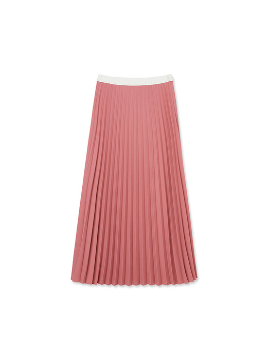Women Pleats Maxi Skirt_Pink