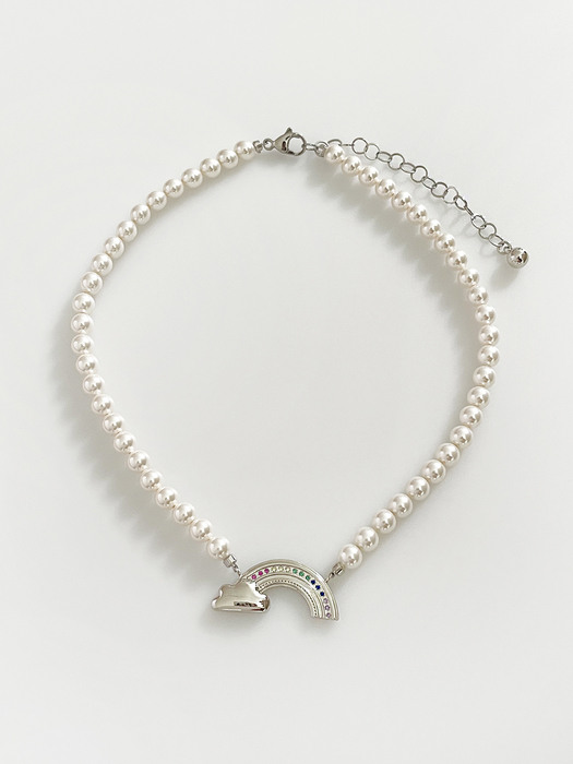 Rainbow Cloud Pearl Necklace (Silver)