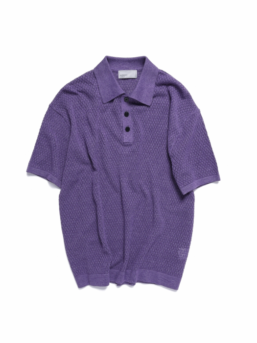 Crochet Pique Knit Tee - Purple