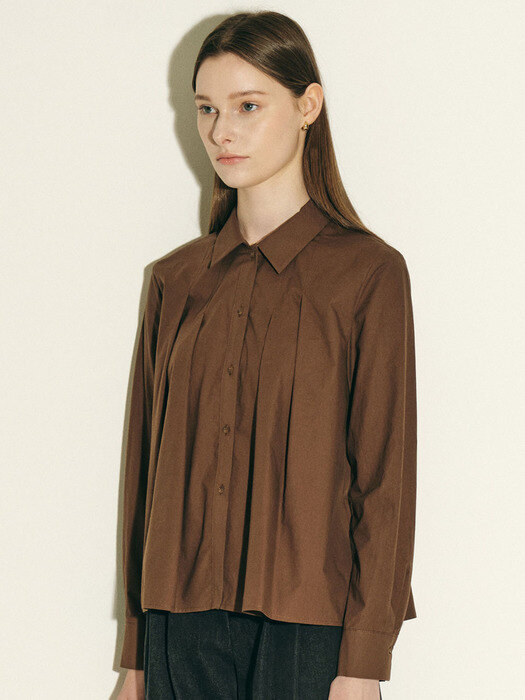 4-tuck shirt_brown
