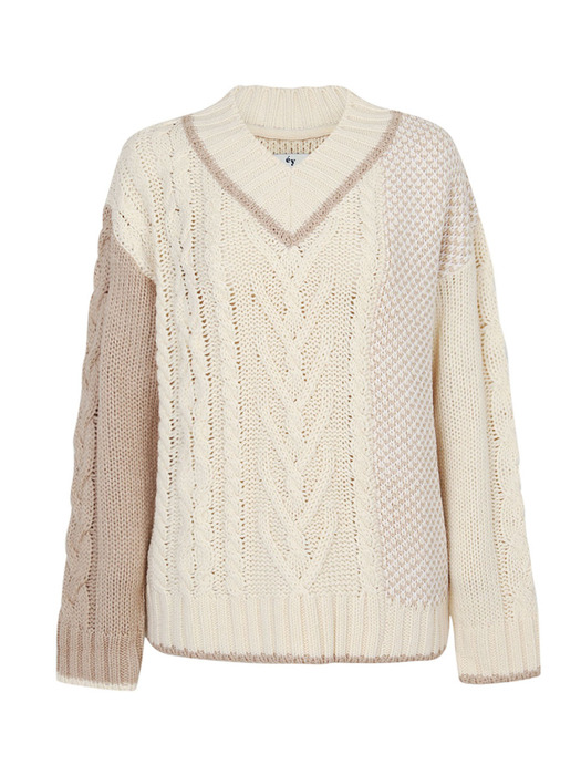 HEART CABLE KNIT TOP_IVORY (EEOP4NTR01W)