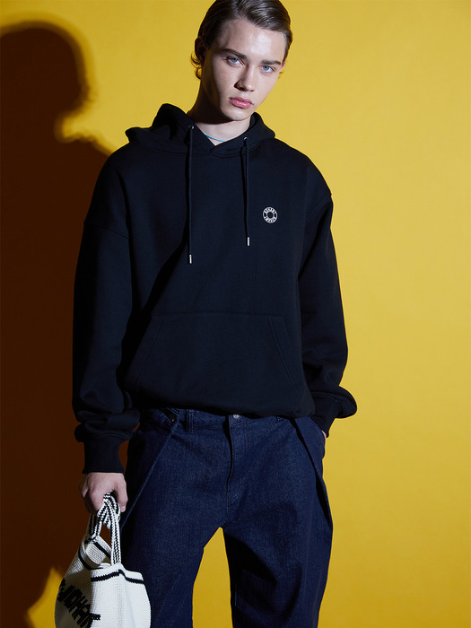 LOGO EMBROIDERY FLUFF HOODIE BLACK