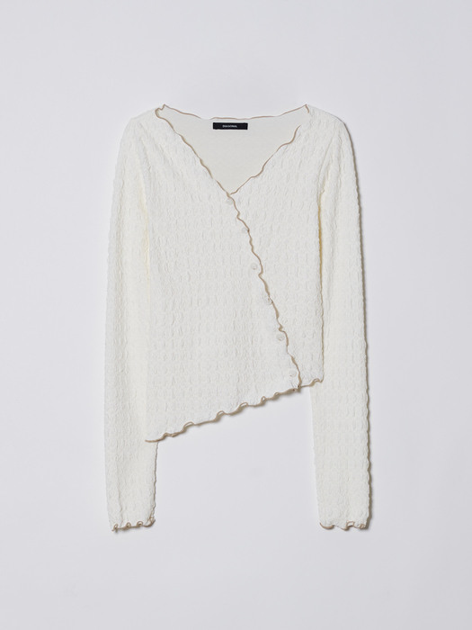 DIAGONAL X VICTORIA WRINKLED BUTTON CARDIGAN (ivory)