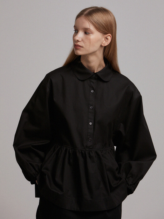 Gathered blouse (black)