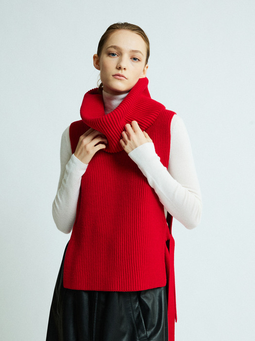 Layering Knit Vest  Red