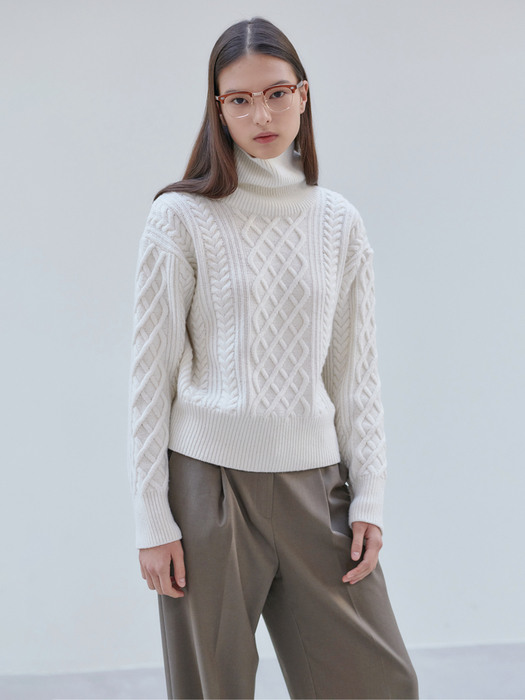 22WN cable crop turtleneck [IV]