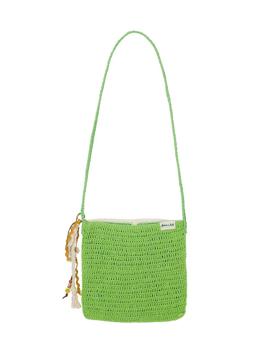 (ESSENTIAL) UNISEX HAND CROCHET SQUARE BAG aaa303u(GREEN)