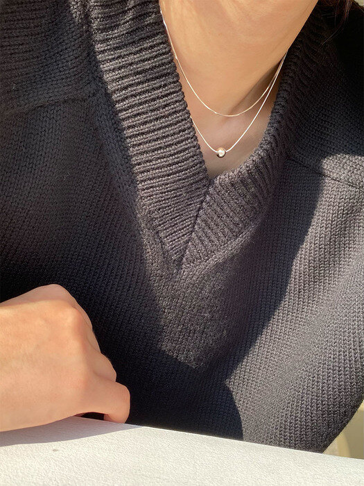 [단독][set][925 silver] bondir necklace (ball type)(2 color) + moyen necklace (2 color)