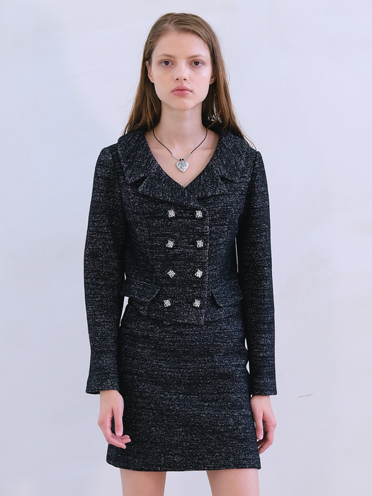 JEN DOUBLE WOOL TWEED JACKET_BLACK