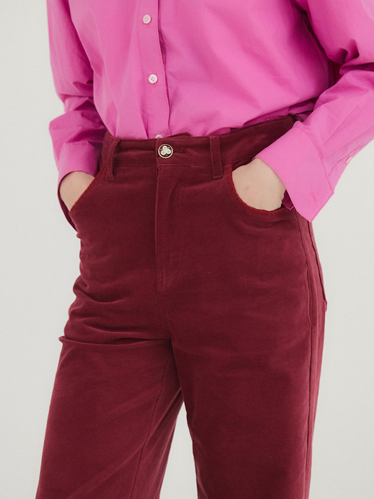 90s color velvet jean pants / Wine