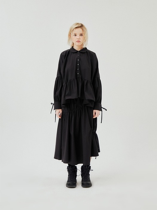 ROUND COLLAR PUFF BLOUSE_BLACK 