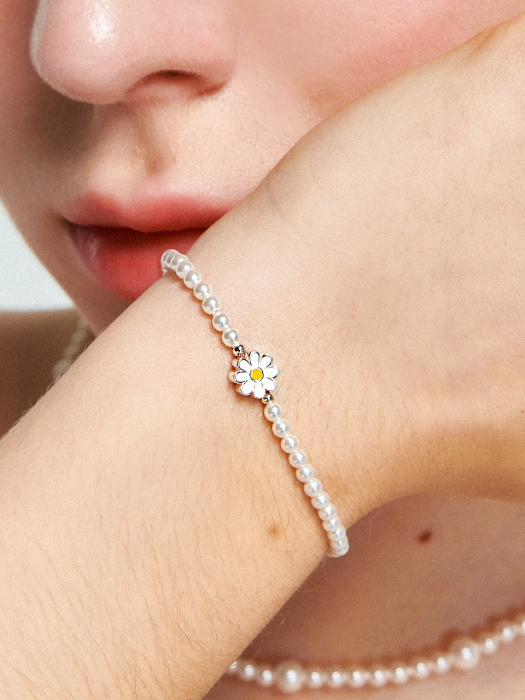 Daisy Swarovski Pearl Bracelet Ib268 [Silver]