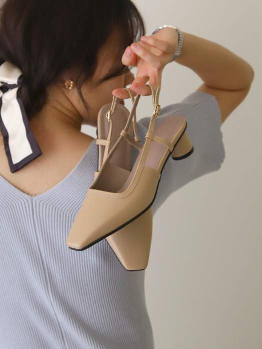 Nuer slingback  / beige(4cm)