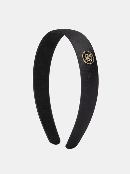 flat satin logo pendant hairband (H007_black)
