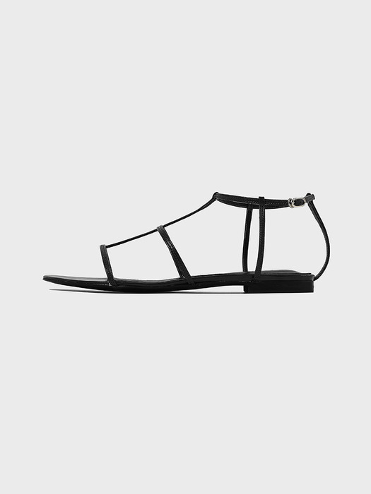 Strap Flat Sandals_Black