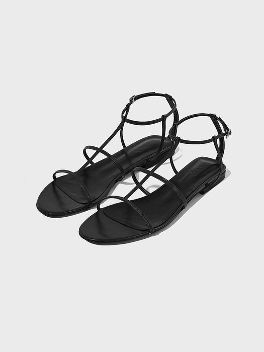 Strap Flat Sandals_Black