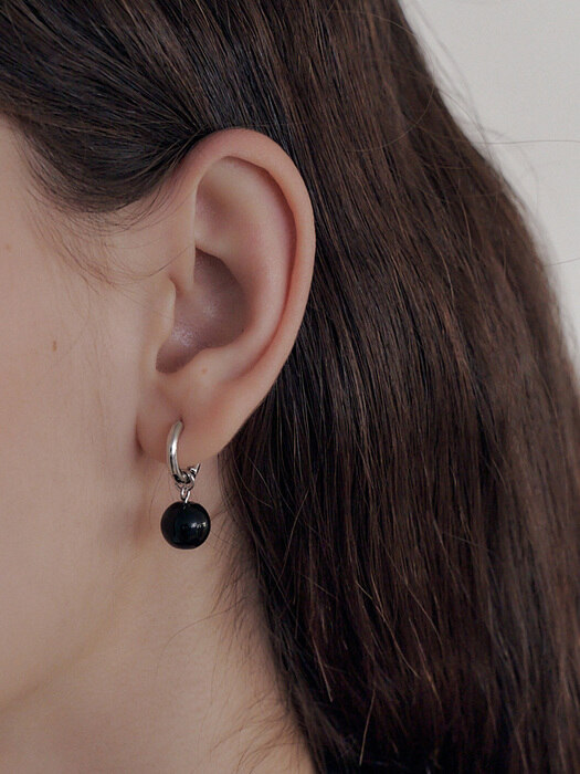 Black ball earrings