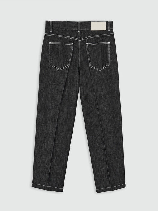 [린넨라이크데님]Linen Like Cropped Tapered Jeans DCPT004RawBlack