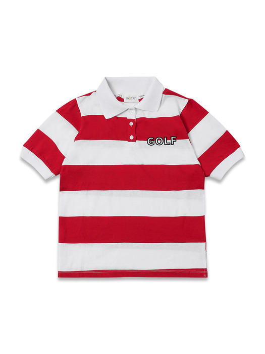 stripe golf T-shirt red